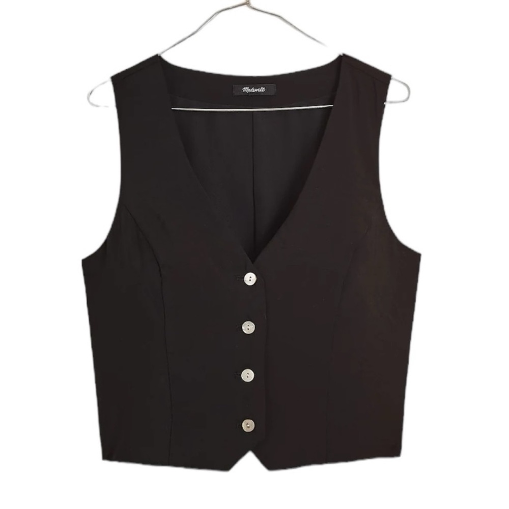 Madewell Black Button-Down Vest Top